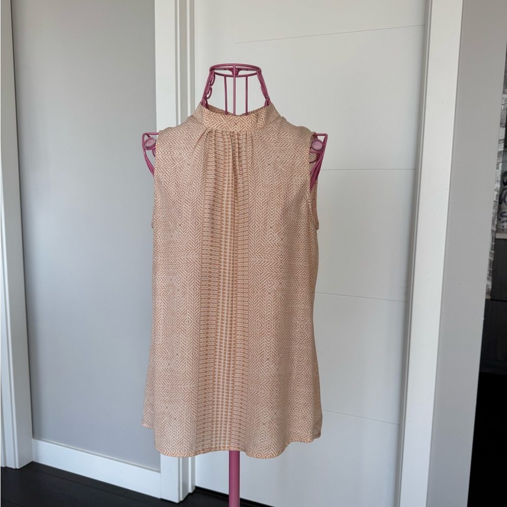 Rose & Olive Light Tan Patterned Top